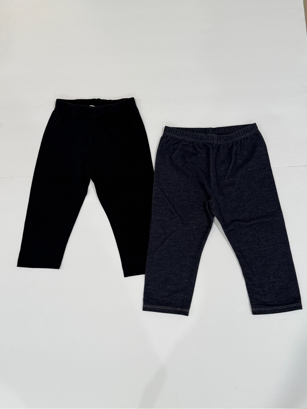 Cat & Jack H&M Toddler Girls Black & Faux Denim Capri Leggings 2 Pack - 4T